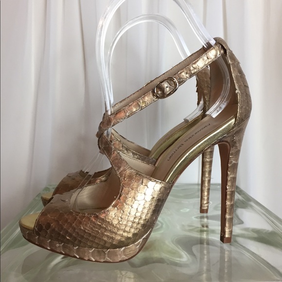 Alexandre Birman Gold Snakeskin platforms 5 1/2 - Picture 4 of 8